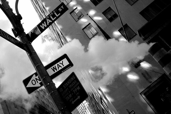 Wall Street, photo de rue en noir et blanc