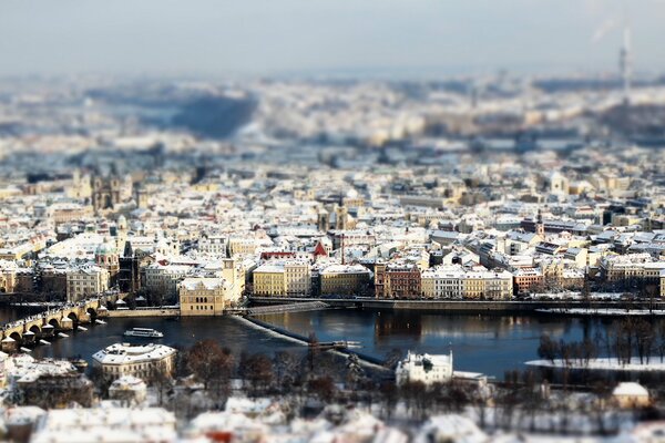 Prague. Winter, snowy city