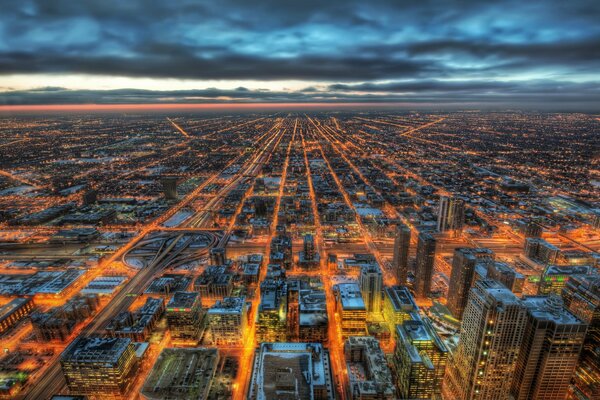 Die Wolkenkratzer von Chicago aus der Vogelperspektive