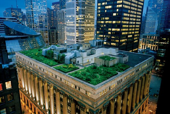 Architecture of the roofs of skyscrapers in Chicago USA