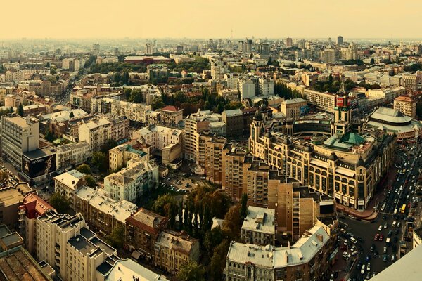 Photo the city of Kiev panorama from a height