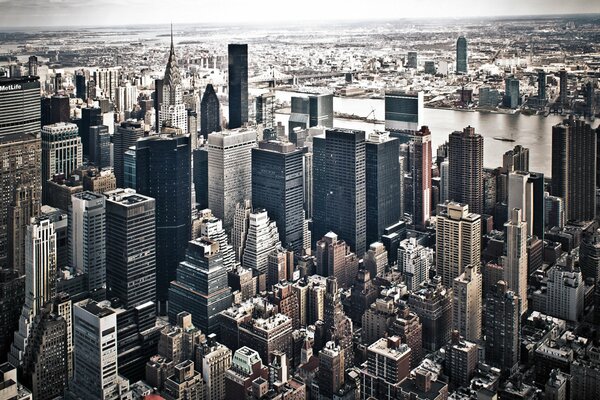 Foto de nueva York desde arriba . Rascacielos de la metrópoli