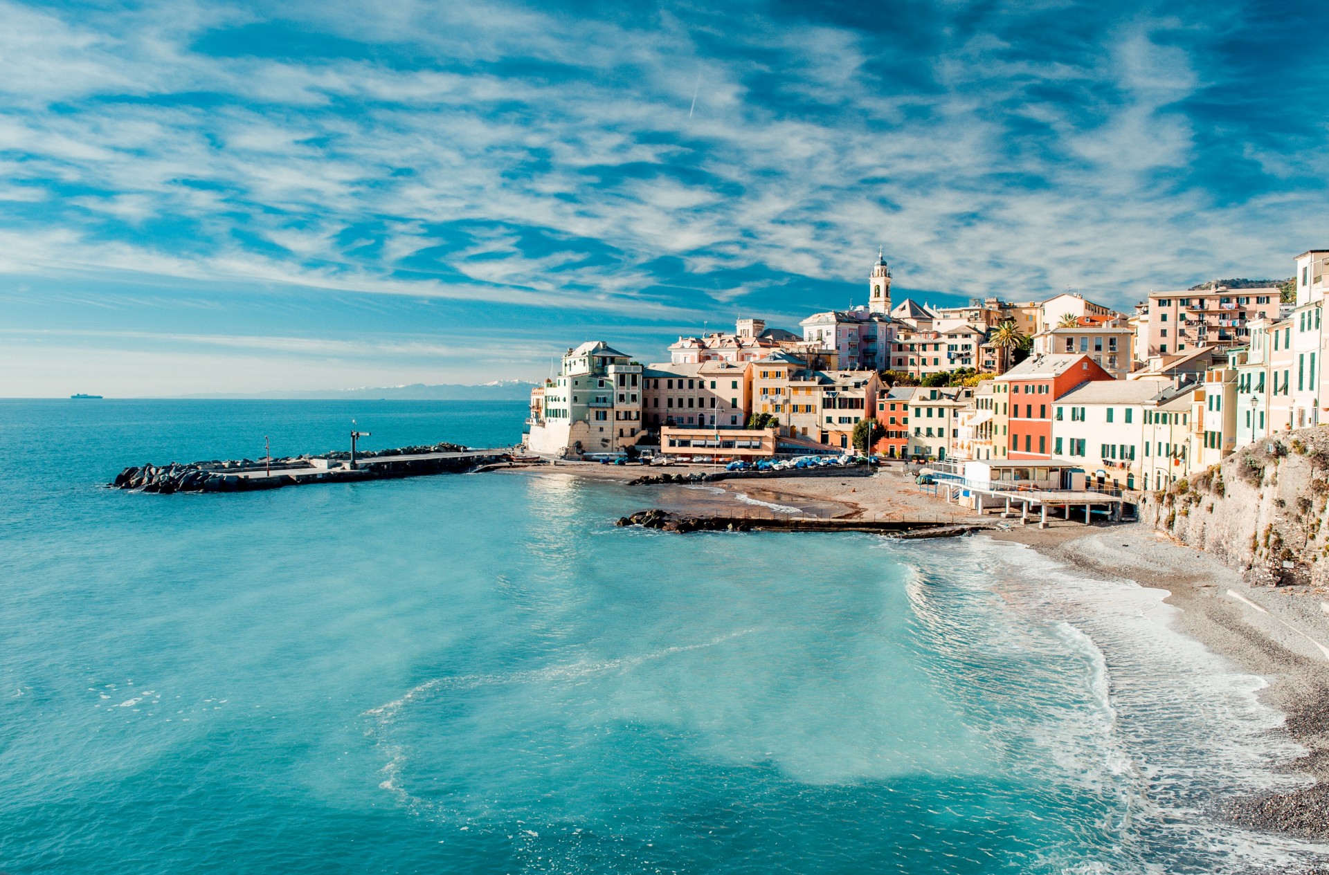 italie nuages océan eau ciel mer maisons