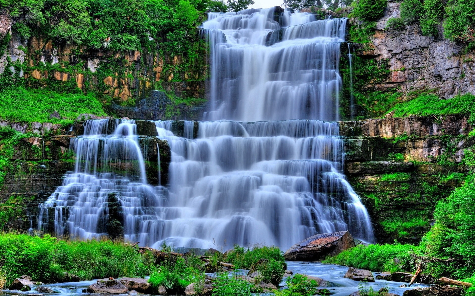 acqua cascata verde natura