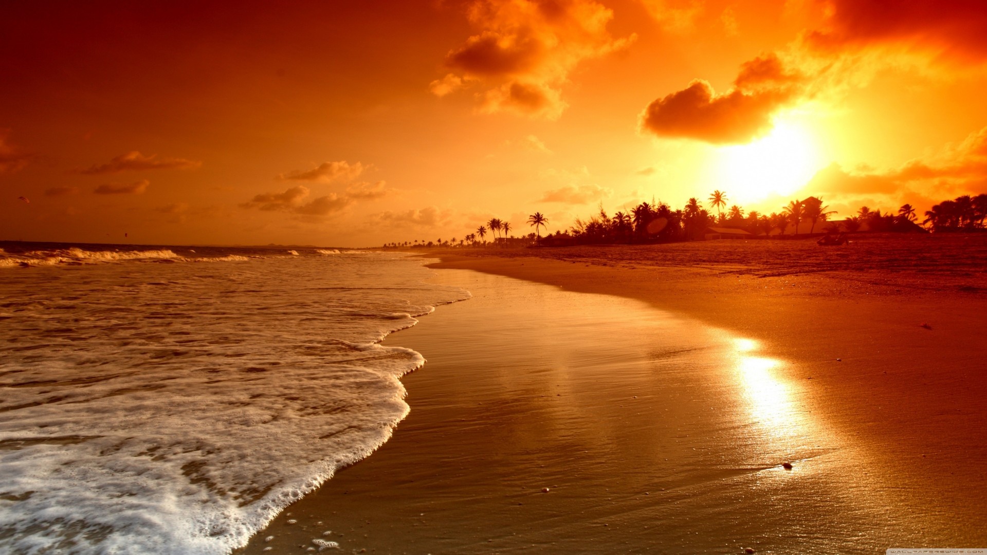 mer plage océan coucher de soleil