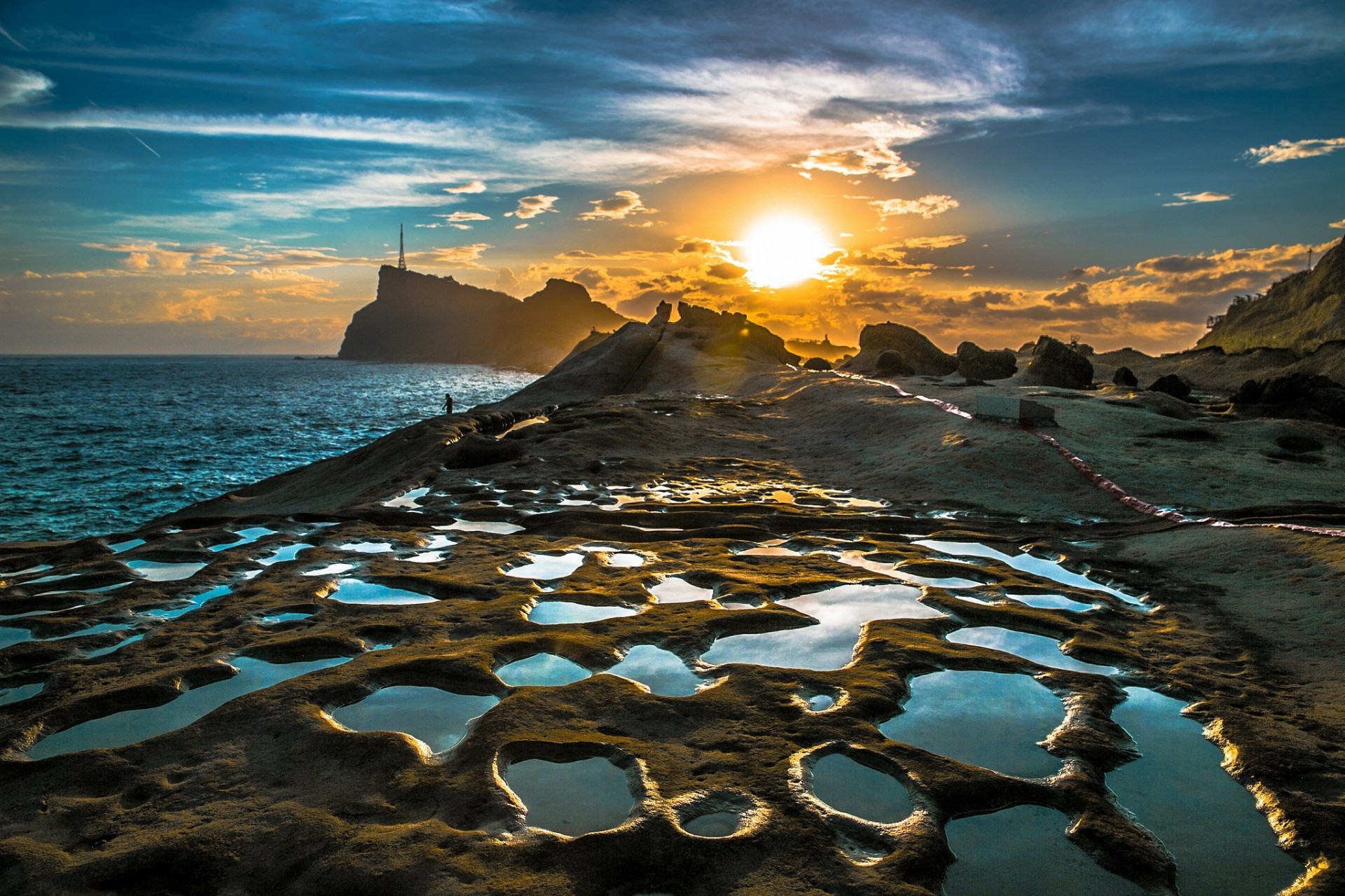 paesaggio cielo cina costa parco centrale sole nuvole mare taiwan