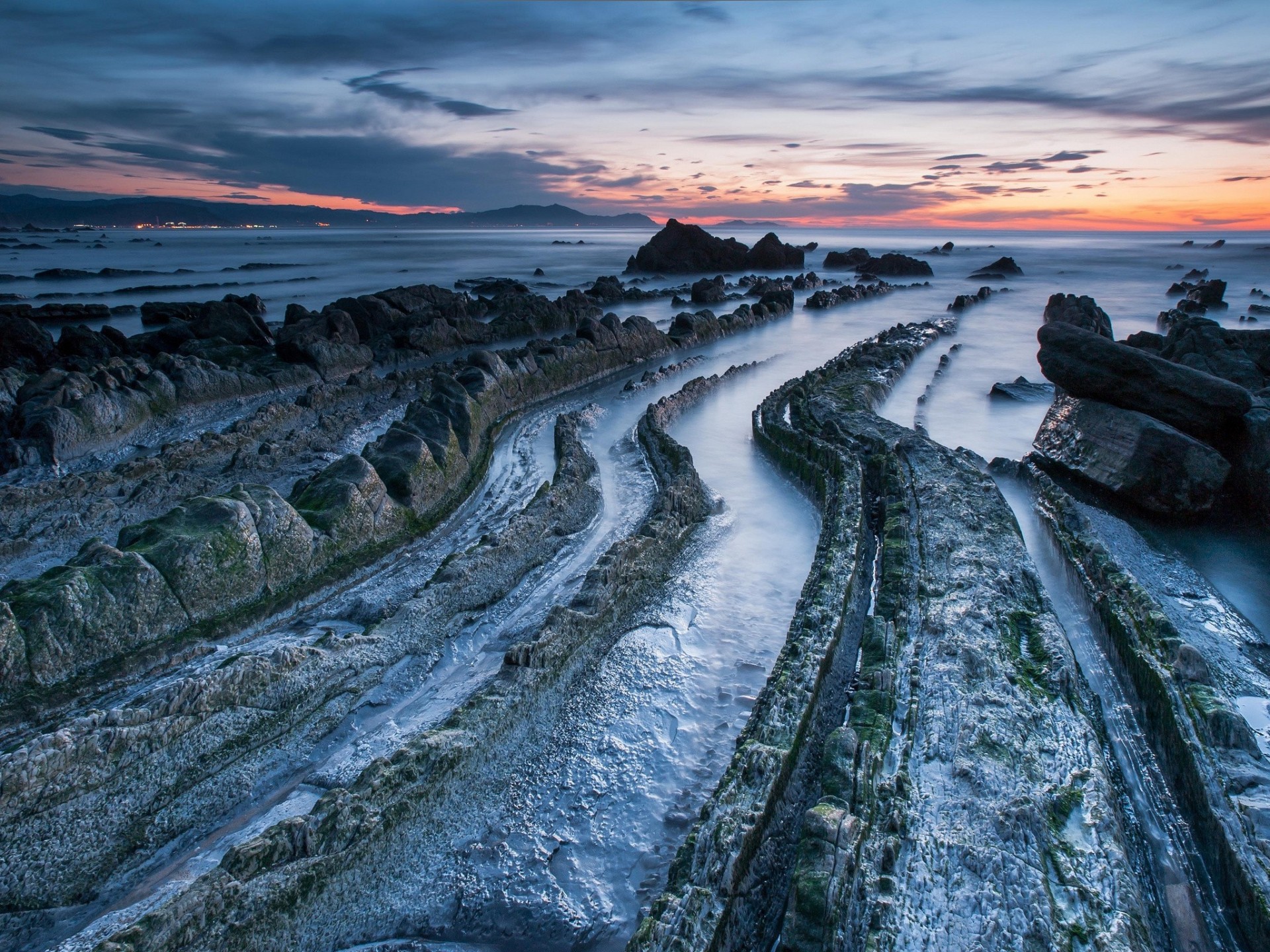 rocas puesta de sol naturaleza costa noche mar rocas