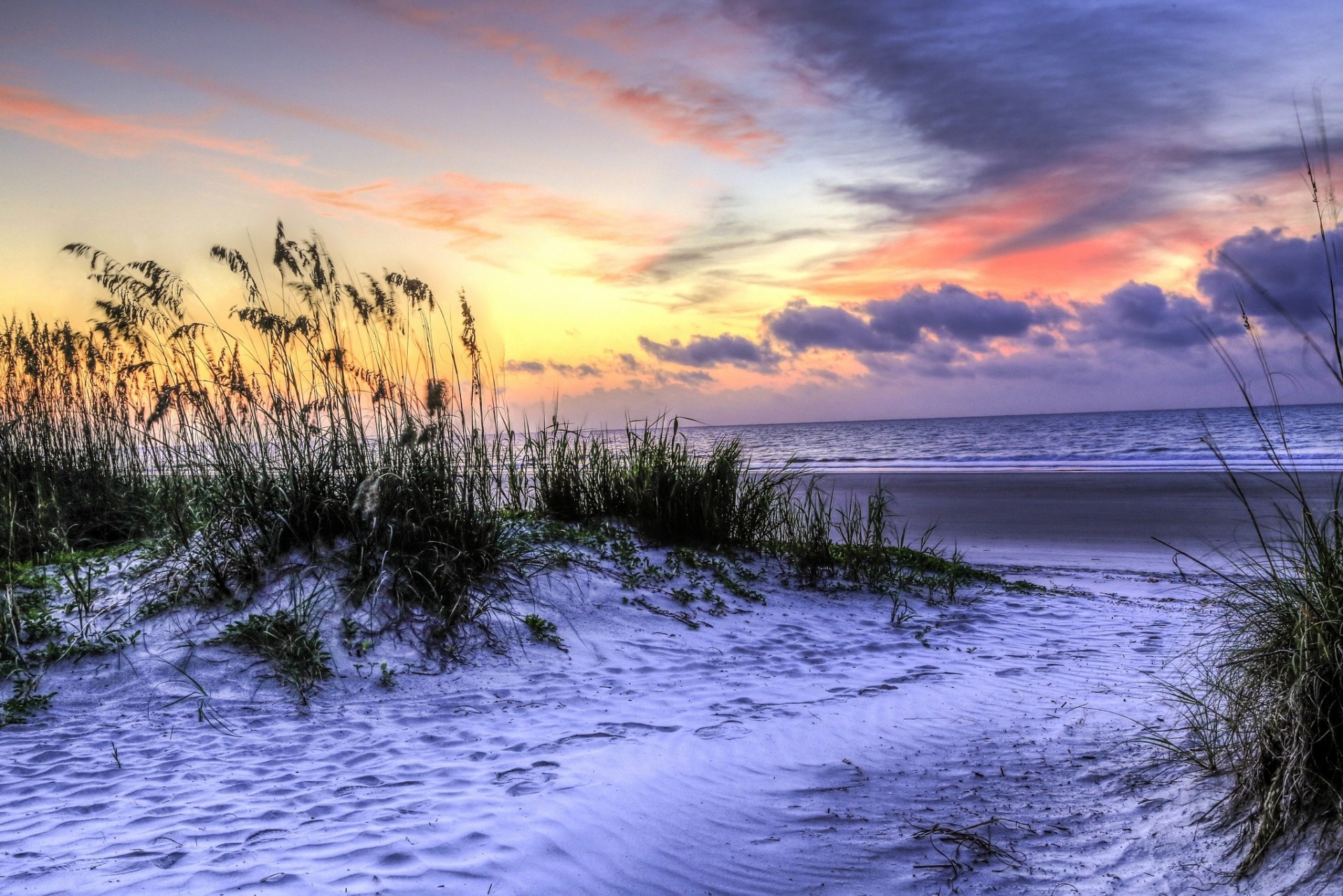 plage coucher de soleil côte océan atlantique océan île de hilton head caroline du sud île de hilton head