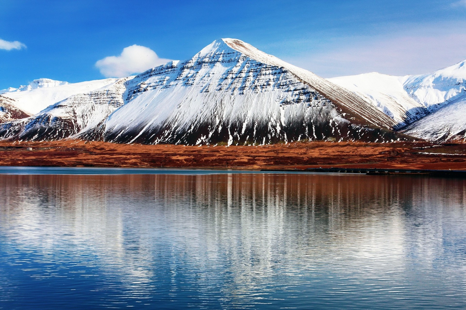 himmel berg hafnarfjall island wasser