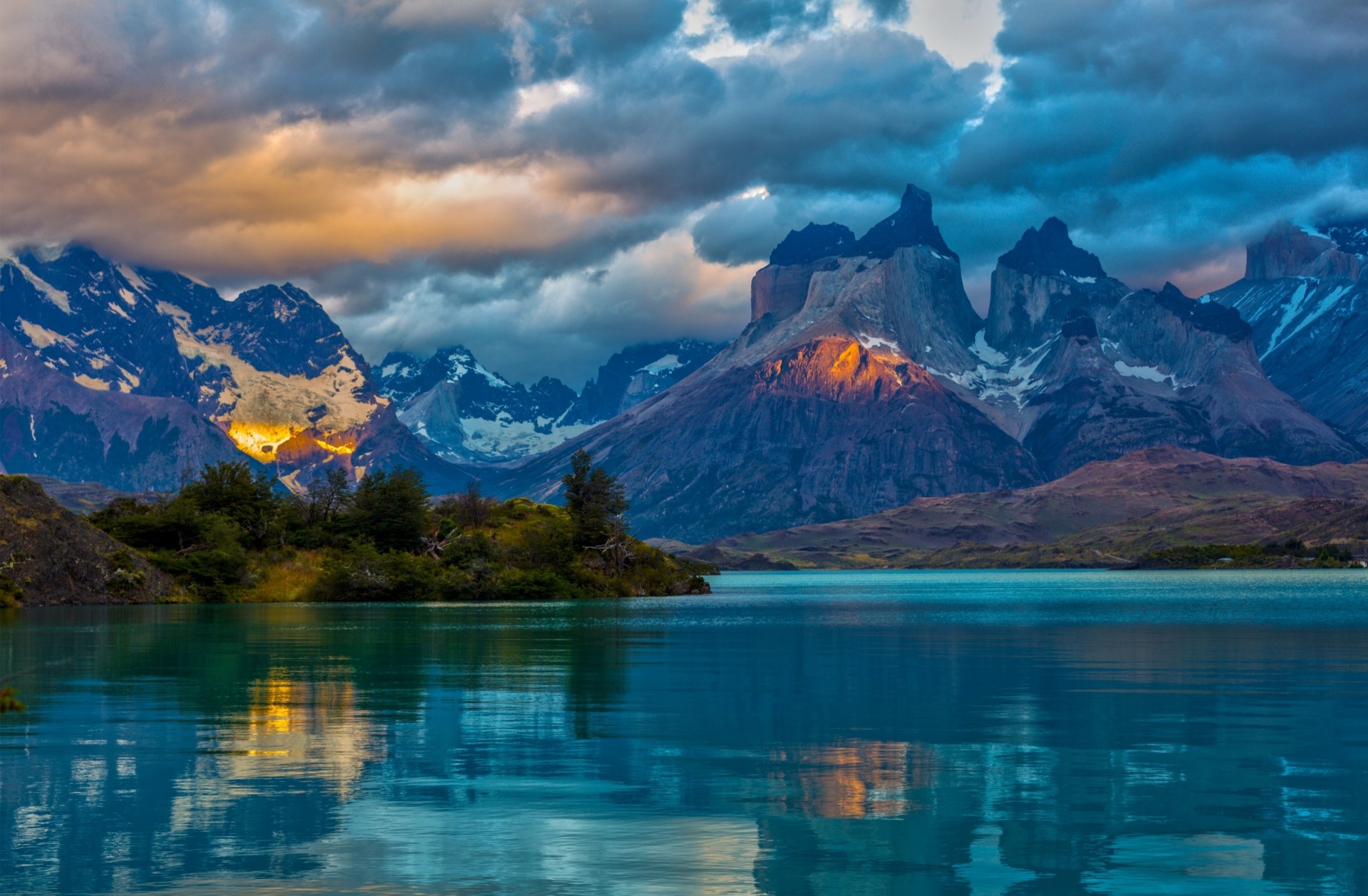 krajobraz natura argentyna chmury jezioro góry patagonia