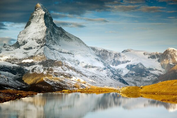 Snow-covered Matterhorn mountain in Switzerland