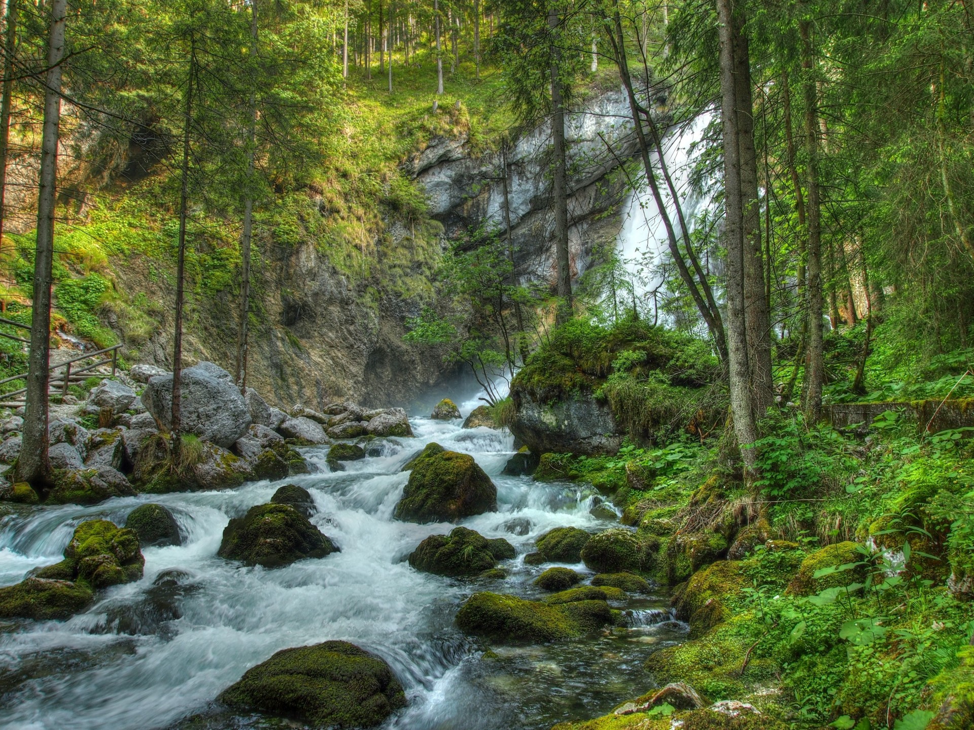 steine landschaft wald wasserfall fluss