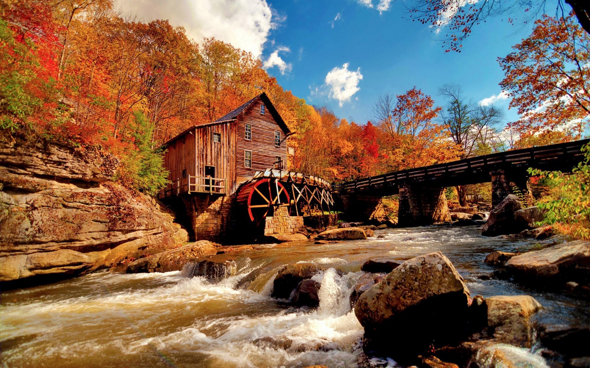 steine herbst mühle fluss natur