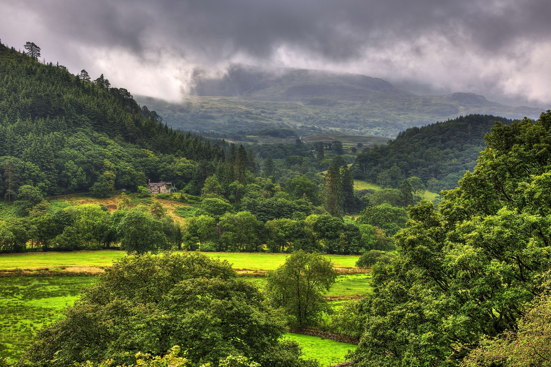 paesaggio colline alberi regno unito montagne snowdonia