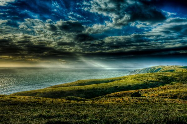 Landscape sea shore at sunset