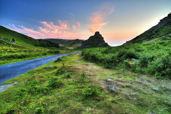 Landscape UK road to the hills