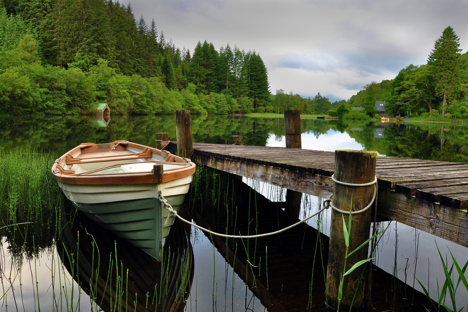 lake landscape wharf boat