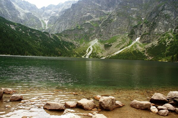 Steine See Berge, Landschaft Natur