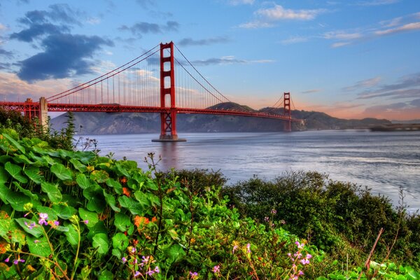 Пейзаж с Золотыми воротами Сан-Франциско