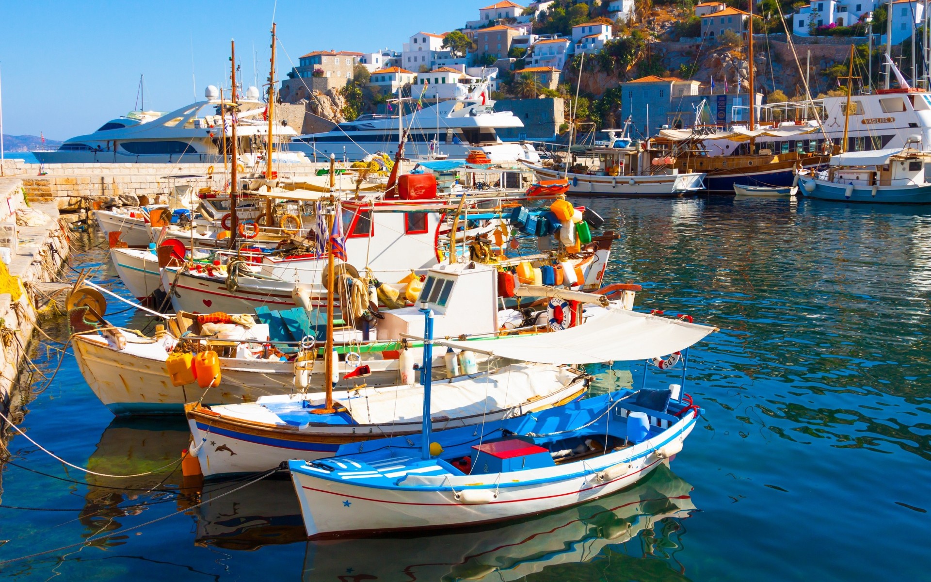 paisaje naturaleza mar santorini grecia barcos casas