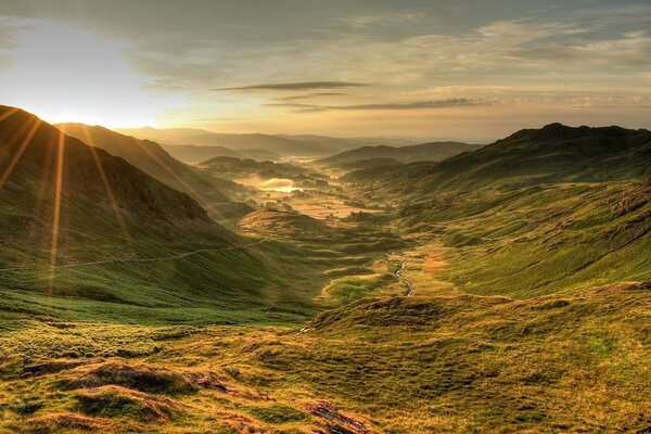 Cumbria Angleterre beau coucher de soleil