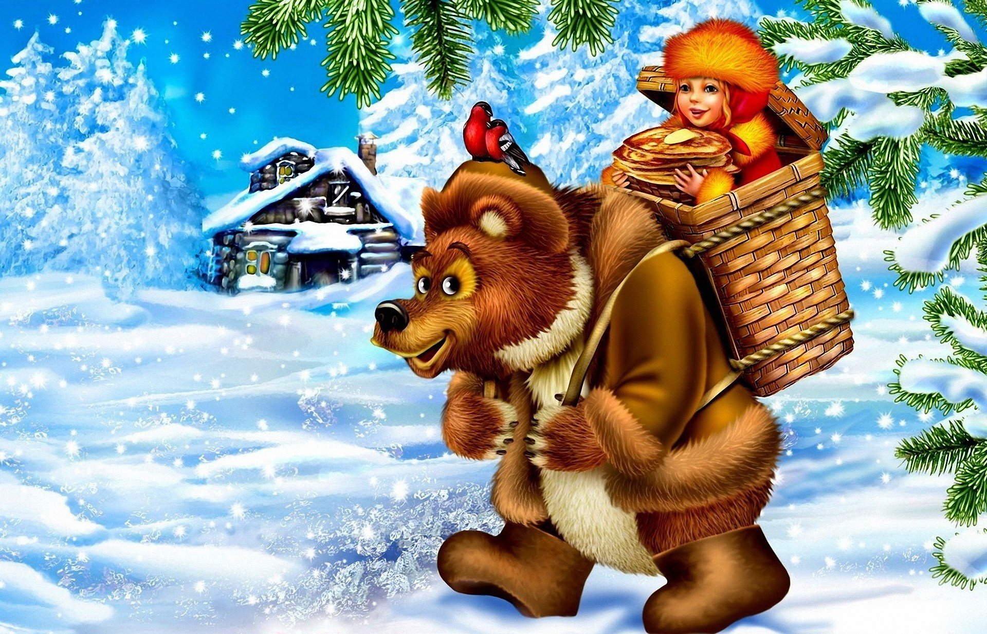 carnival pancakes bear oil girl tale snow