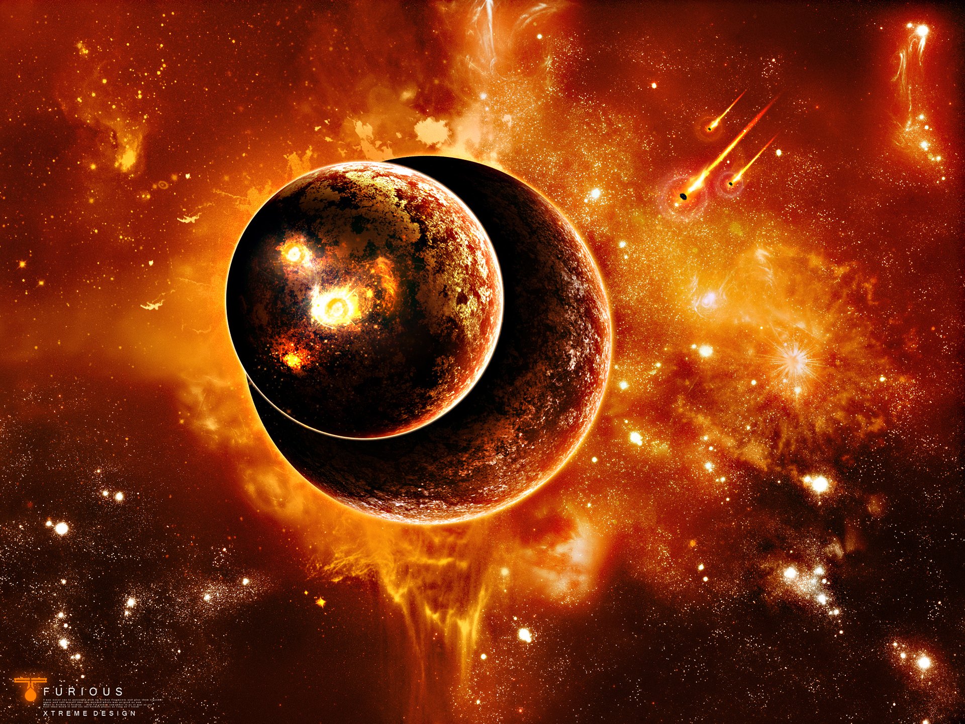 planets sci fi fire and heat