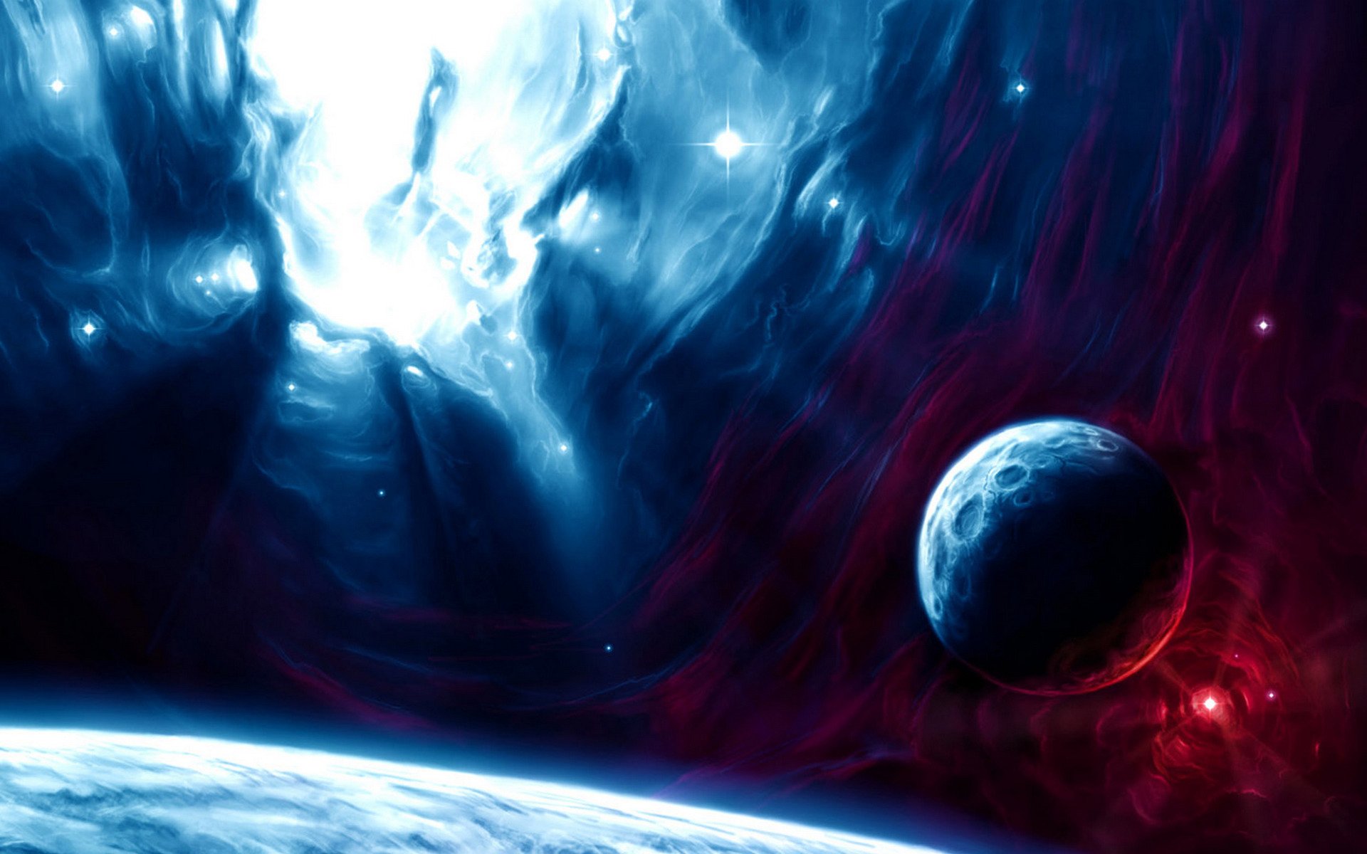 planets blue red sci fi