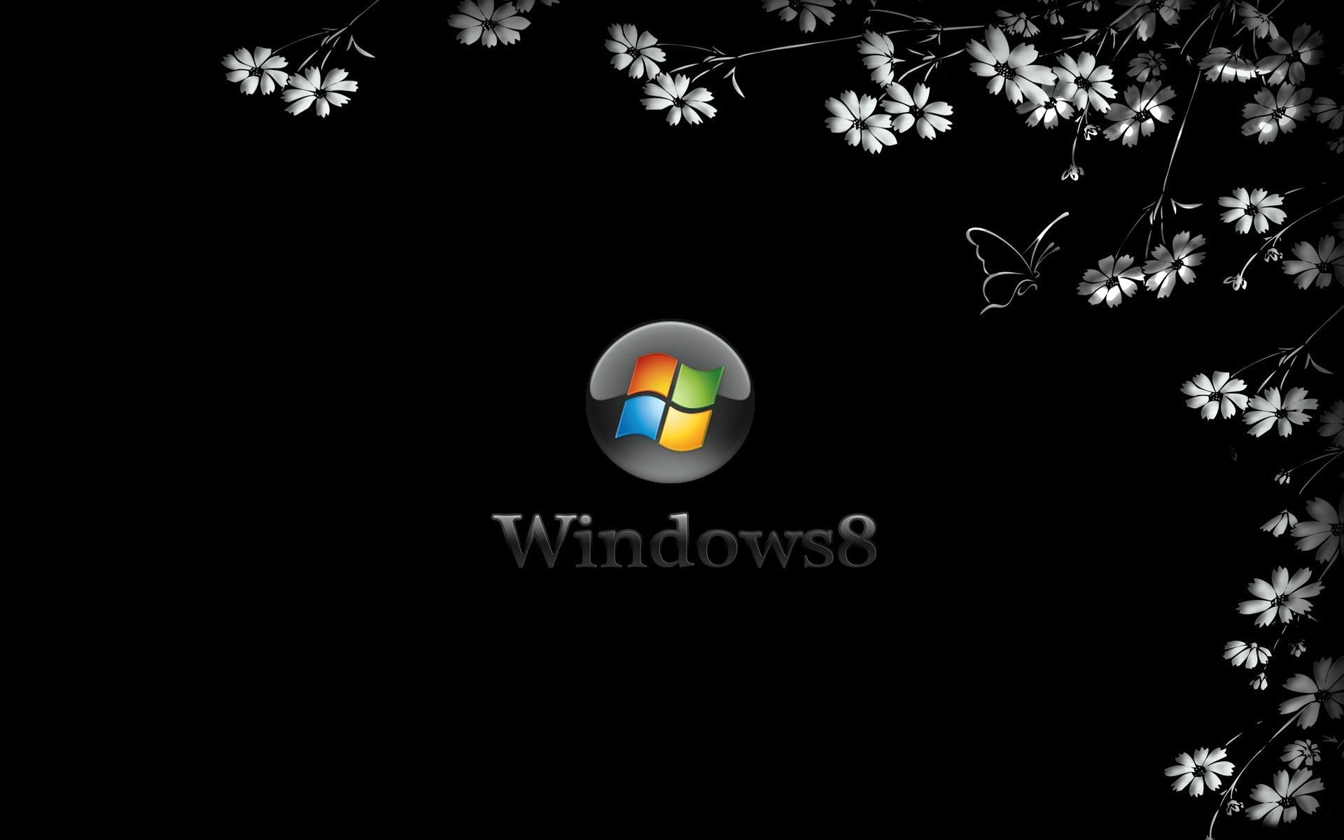 black for windows 8 flowers background