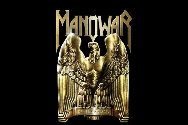 Copertina Dell album della band Manowar con un Aquila d oro e il logo della band in oro su sfondo nero