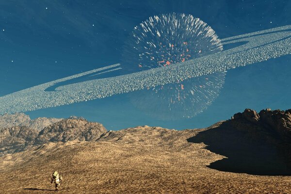 Rings of a fantastic planet visible from Earth