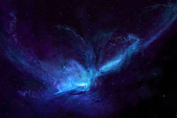 The blue nebula blurred in space