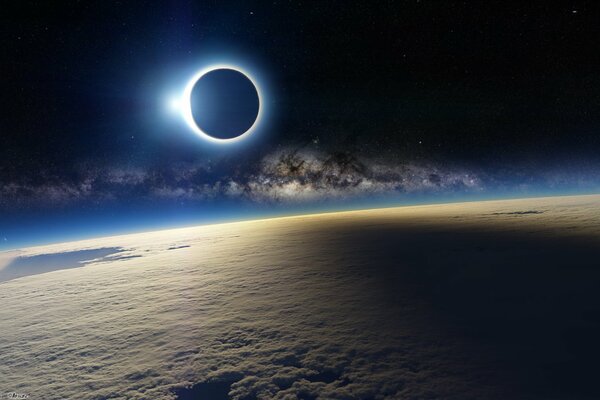 Imagen del espacio de los planetas con Eclipse
