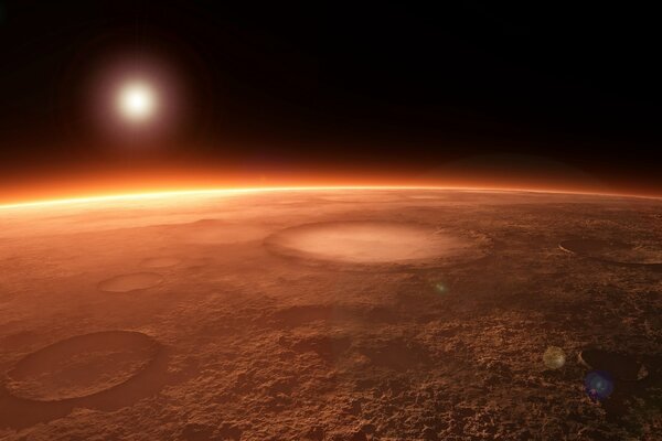 Image coucher de soleil sur la planète vue depuis l espace