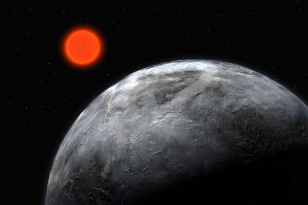 Rote Sonne Blick aus dem Weltraum mit Planeten