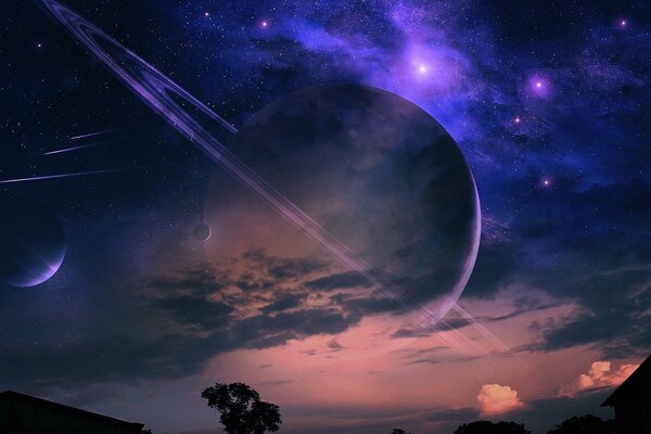 Beautiful magical cosmic night