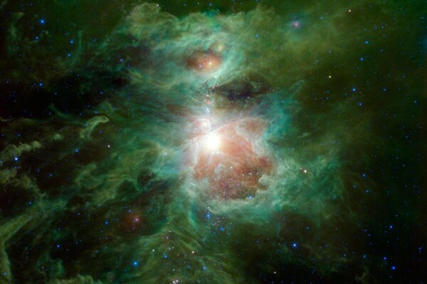 With green color cosmos stars nebula