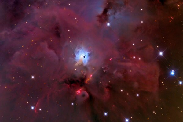 Stars in the cosmos nebula in pink