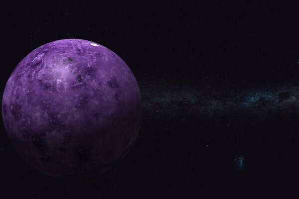 Purple planet in the universe with stars