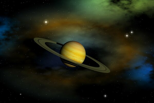 Ein Planet mit Ringen im Weltraum im Universum