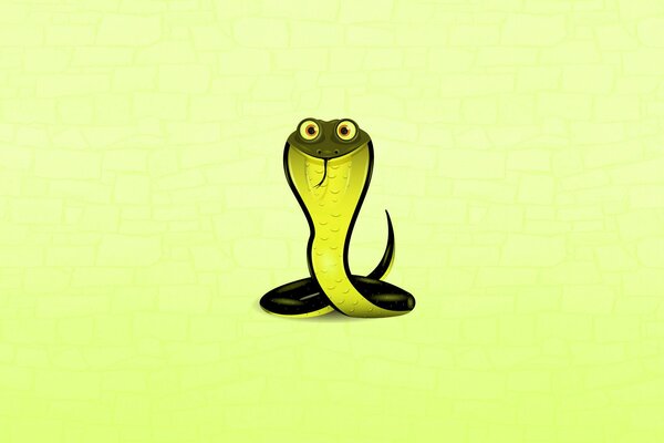 Minimalistic cute snake on a green background