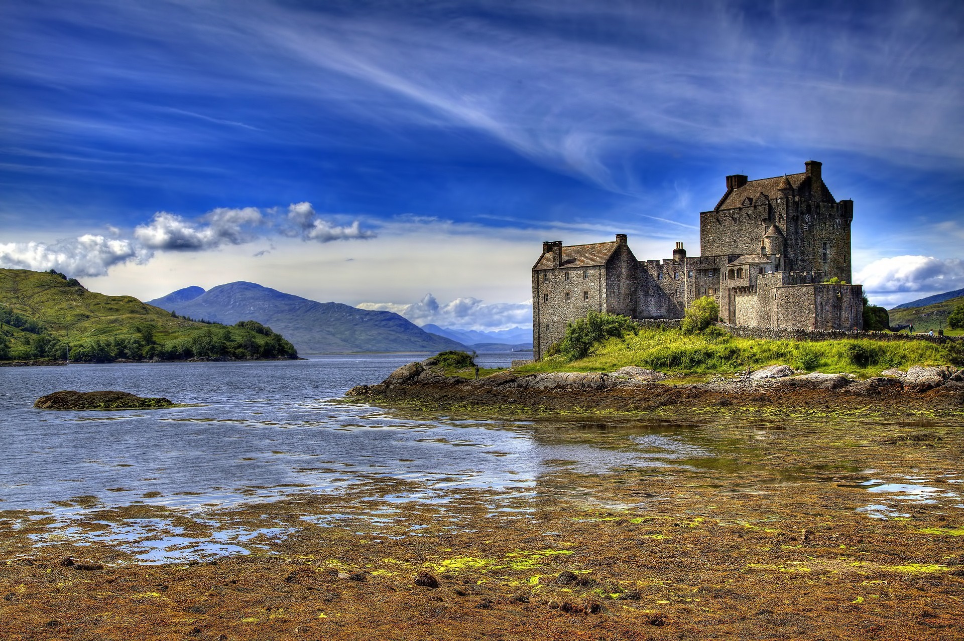 landscape river clouds lock sky highland scotland mountain