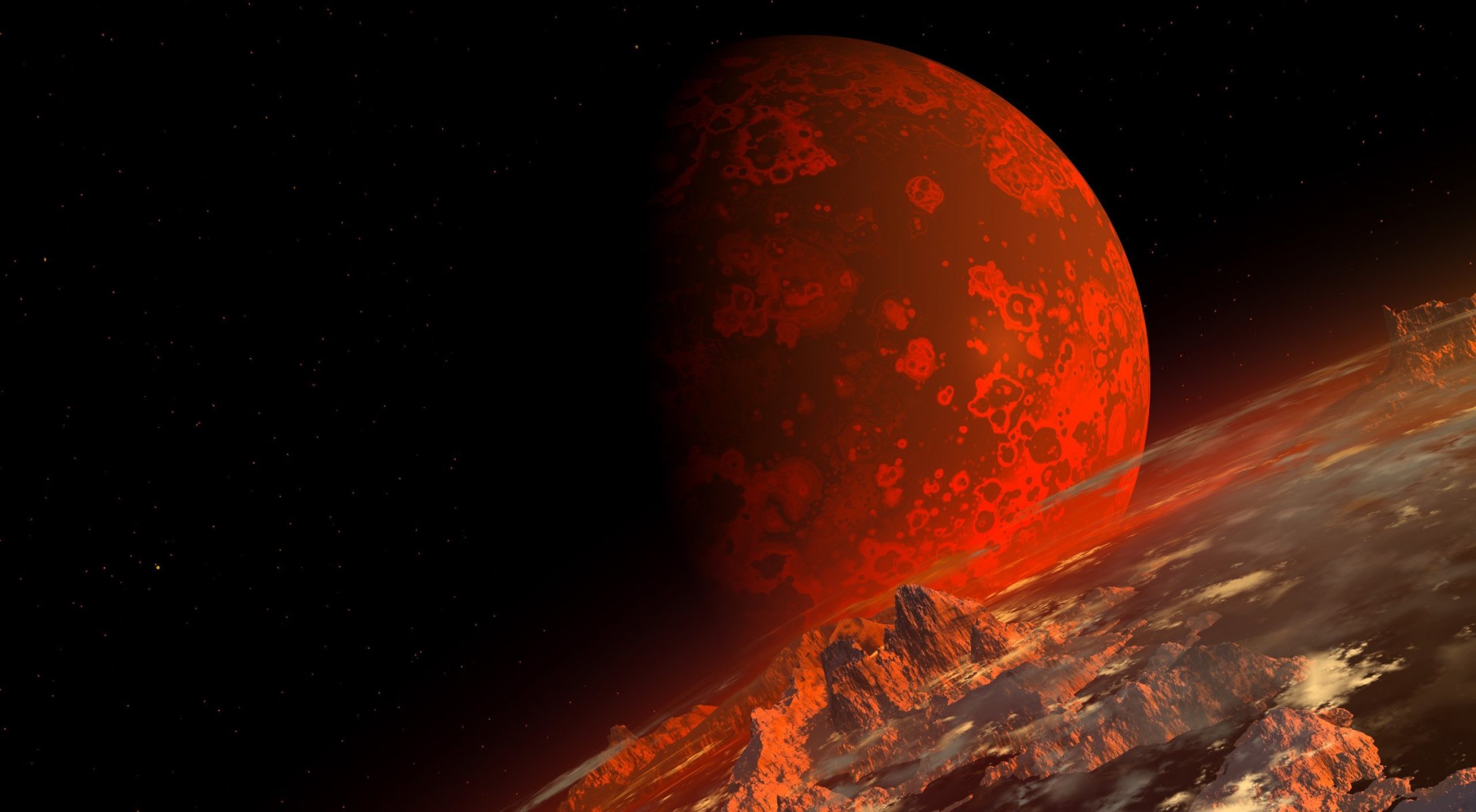 arte render espacio planeta paisaje relieve rojo