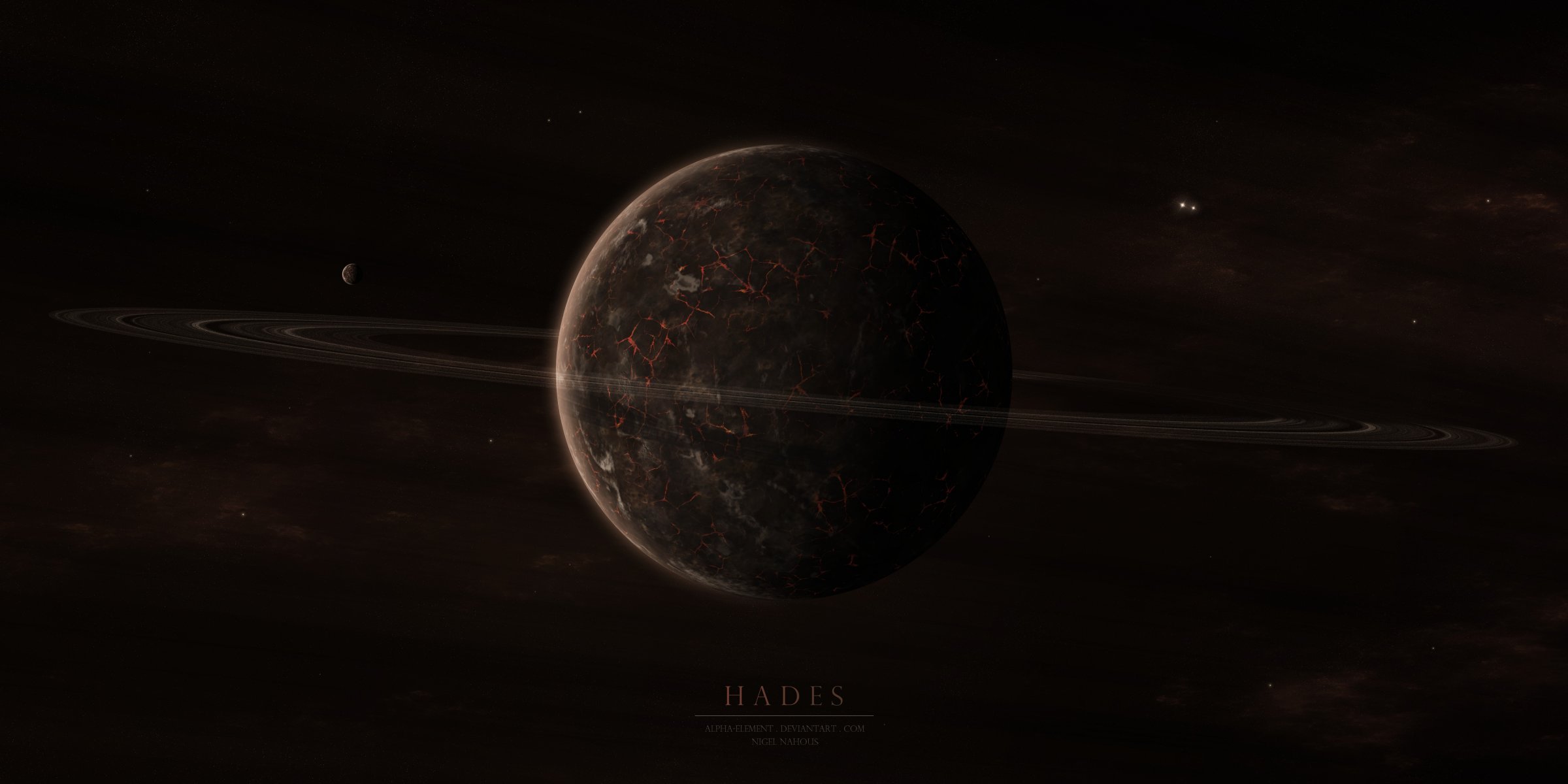 hades planet surface of the crack satellites ring