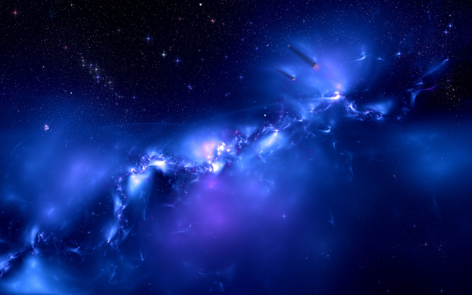 galaxy blue blau farben fernen planeten fantasie