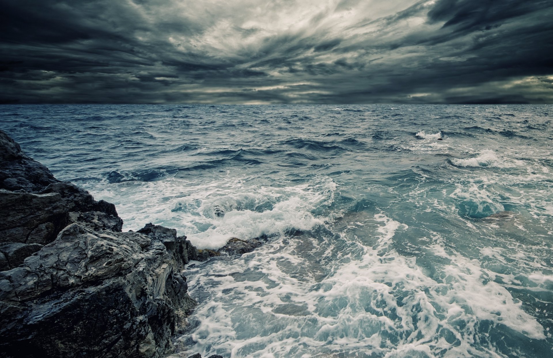 meer himmel wasser ozean spray rock bewölkt wellen