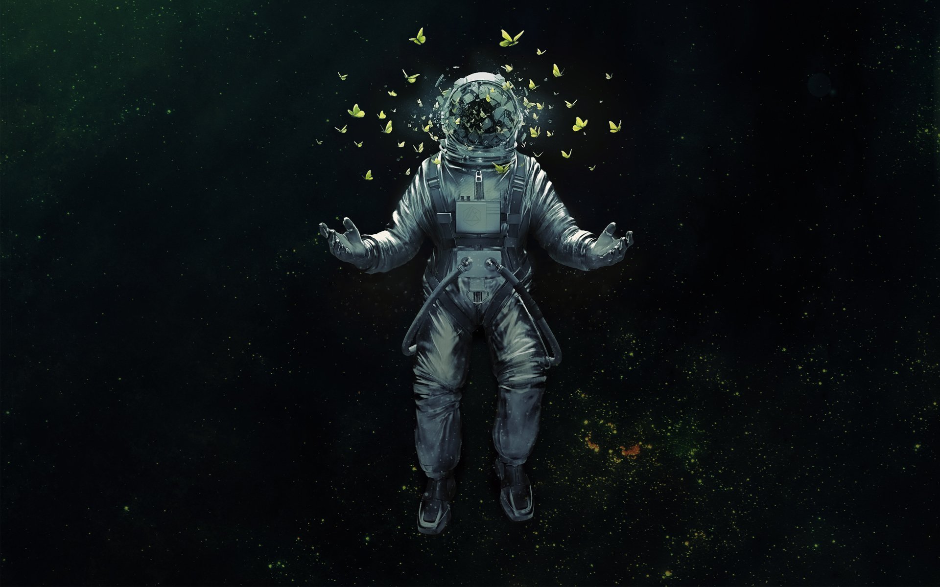 astronaut space spacesuit butterflies space art