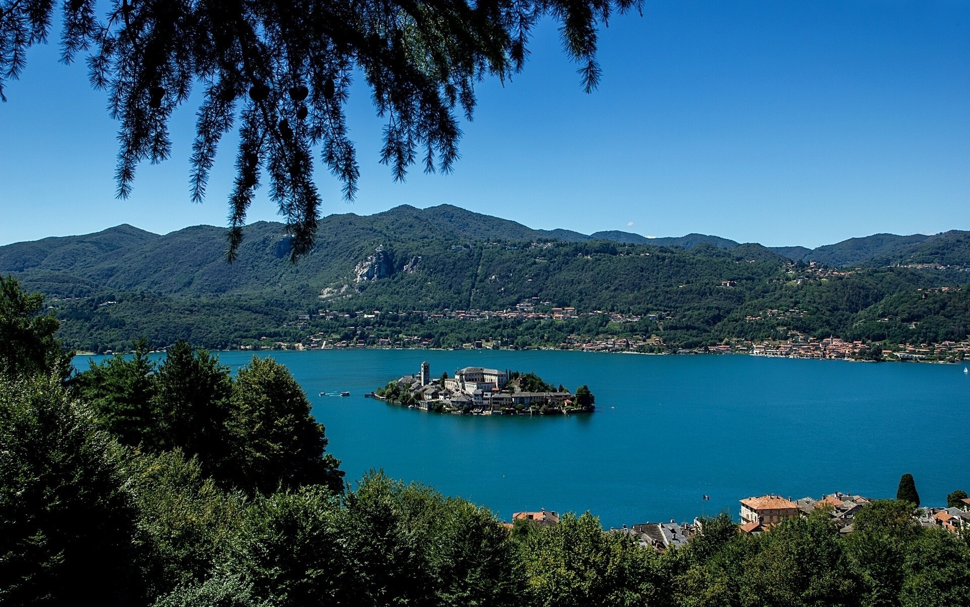 italien landschaft piemont see horta insel panorama berge