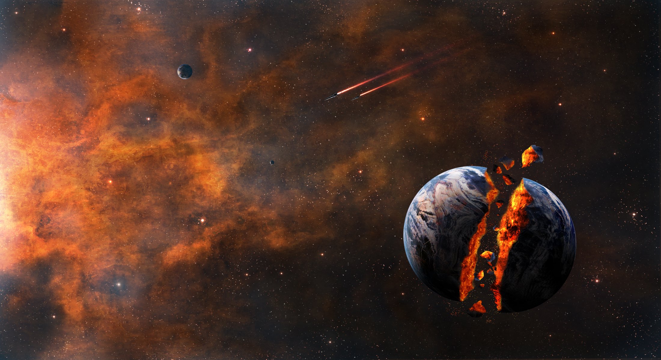 planet fantasie explosion sterne raumschiff