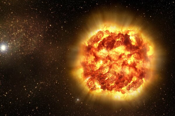 Explosion in space with many stars